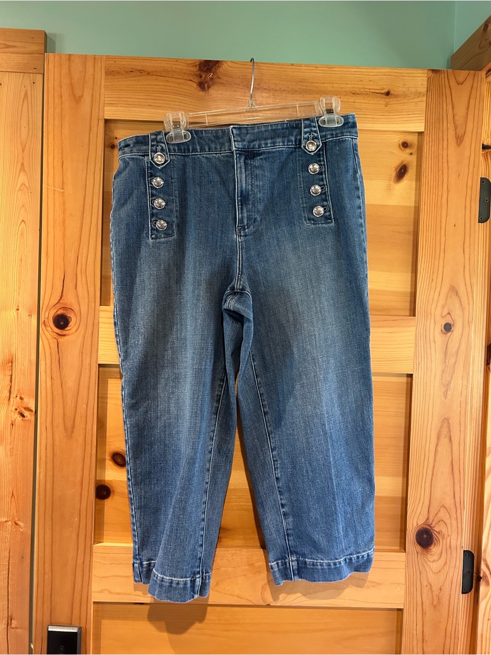 Talbots Mid-Blue Cropped Button-Front Jeans